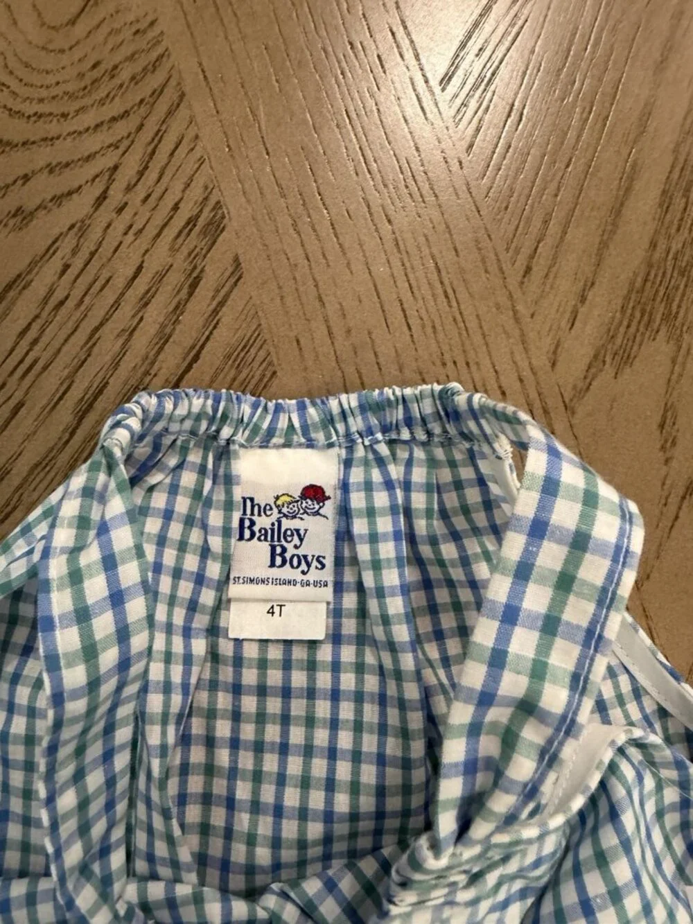 The Bailey Boys Golf Pillowcase Short Set Blue Green Gingham 4T Preppy NWT